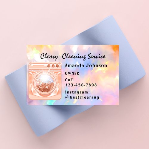 Classy House Cleaning Services Maid Coral Laundy B Business Card