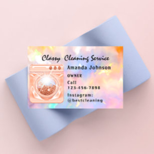 Classy House Cleaning Services Maid Coral Laundy Business Card