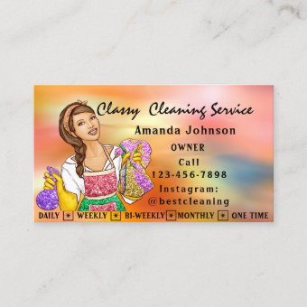 Classy House Cleaning Services Maid Holograph Business Card | Zazzle