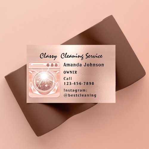Classy House Cleaning Services Maid QRCODE Laundy  Business Card