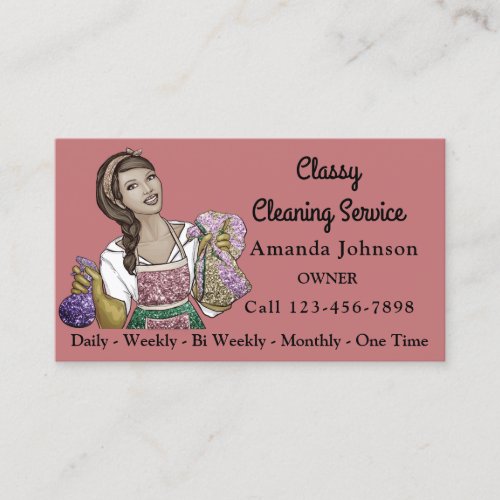 Classy House Office Cleaning Service Maid Business Card