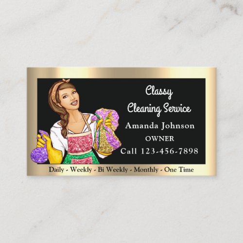 Classy House Office Cleaning Service Maid Framed Business Card