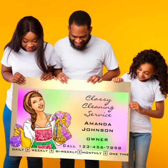 Classy House Office Cleaning Service Maid Girly Business Card (Creator Uploaded)