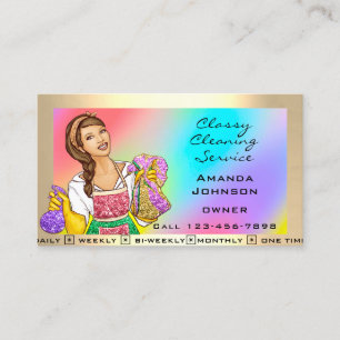 Classy House Office Cleaning Service Maid Holograp Business Card