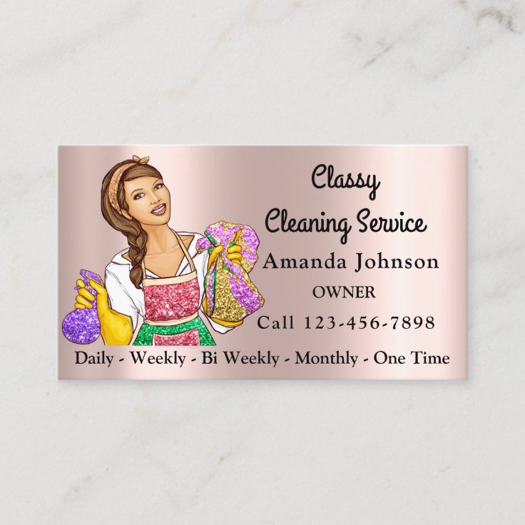 Classy House Office Cleaning Service Maid Modern Business Card | Zazzle