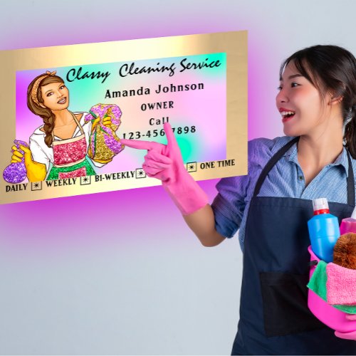 Classy House Office Cleaning Services Maid Framed Business Card