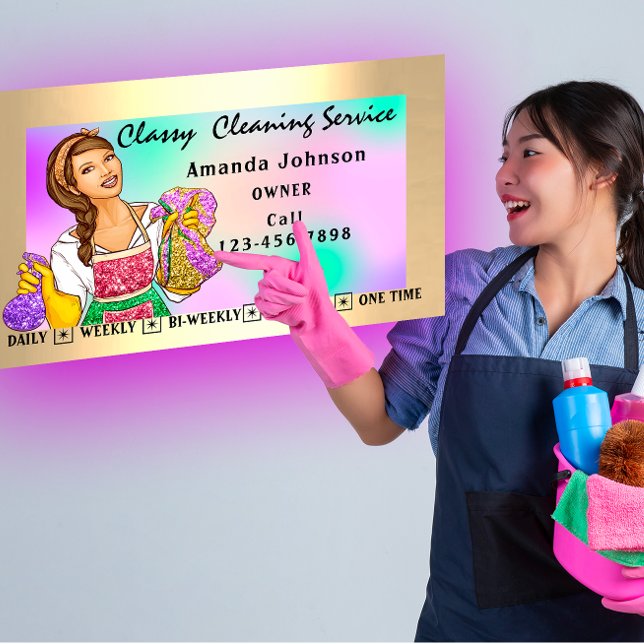 Classy House Office Cleaning Services Maid Framed Business Card (Classy House Office Cleaning Services Maid Framed Business Card)