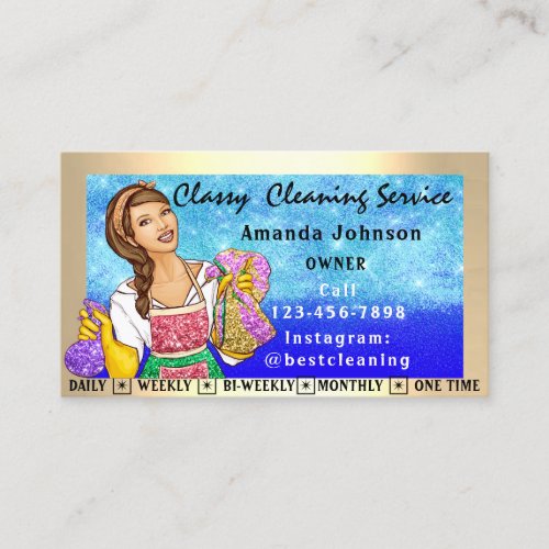 Classy House Office Cleaning Services Maid Sparkly Business Card
