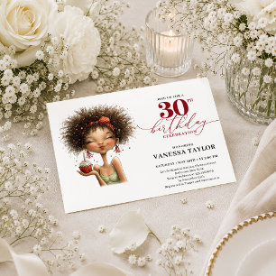 Classy Humor Woman 30th Birthday Marsala Red Party Invitation