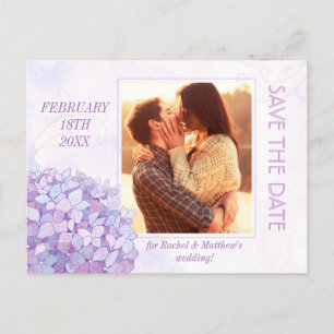 Classy Hydrangea Wedding Photo Save the Date Announcement Postcard