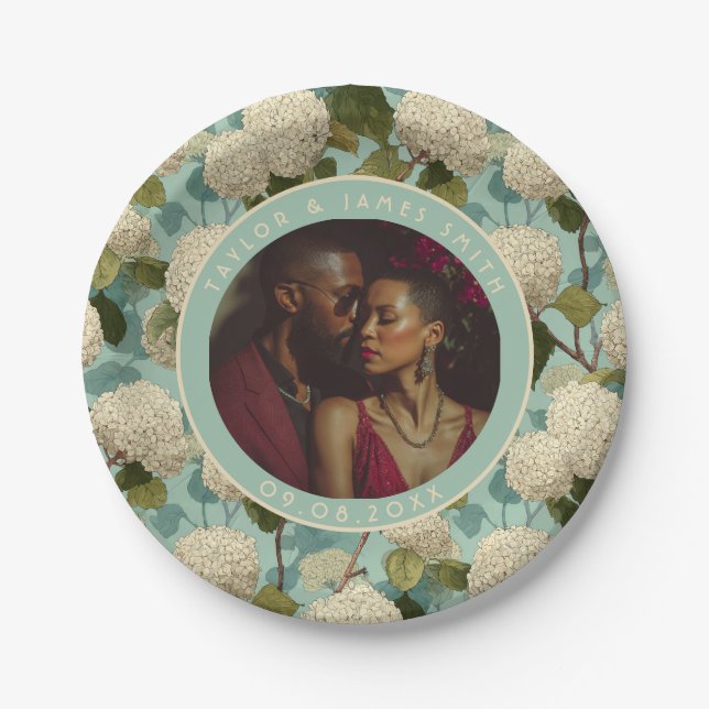 Classy Hydrangeas Plates For Bridal Party (Front)