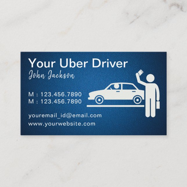 Classy Independent Uber Driver Business Cards (Front)
