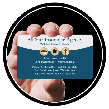 Classy Insurance Agent Business Card by Luckyturtle at Zazzle