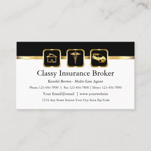 Classy Insurance Broker Business Cards | Zazzle