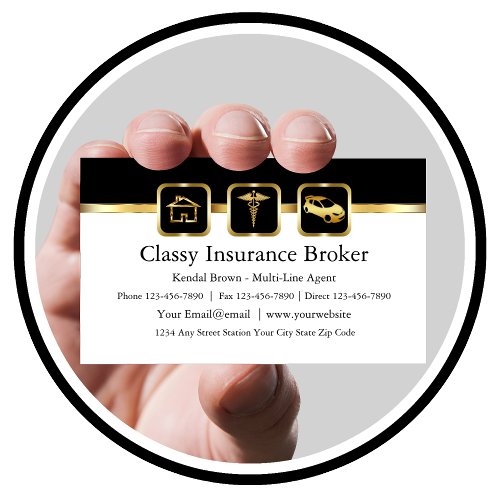 Classy Insurance Broker Business Cards