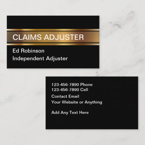 Classy Insurance Claims Adjuster Business Card