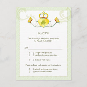 Classy Irish Wedding Menu Choice RSVP