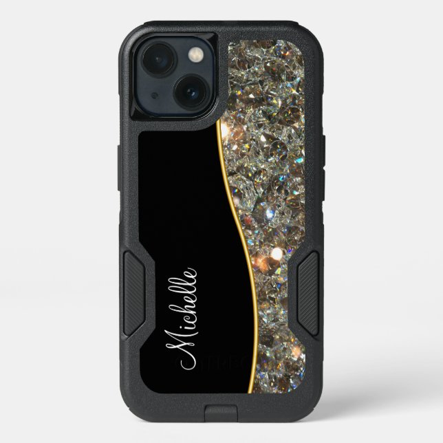 Classy Jeweled Monogram Otterbox iPhone Case (Back)
