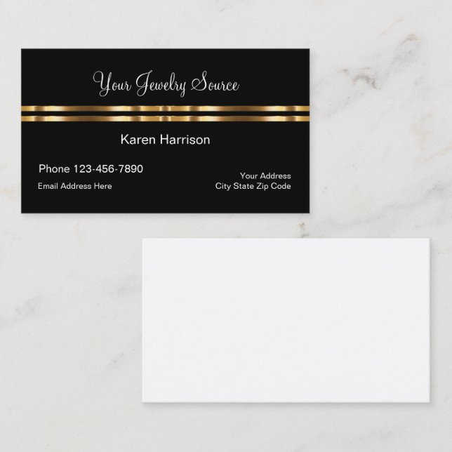 Classy Jewelry And Gold Source Design Business Card (Front/Back)