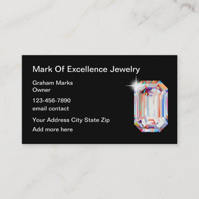 Classy Jewelry Bling Store Retail Business Card (Front)