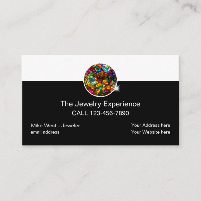 Classy Jewelry Bling Style Business Card (Front)