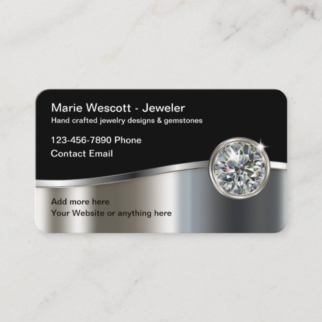 Classy Jewelry Designer Business Cards (Front)