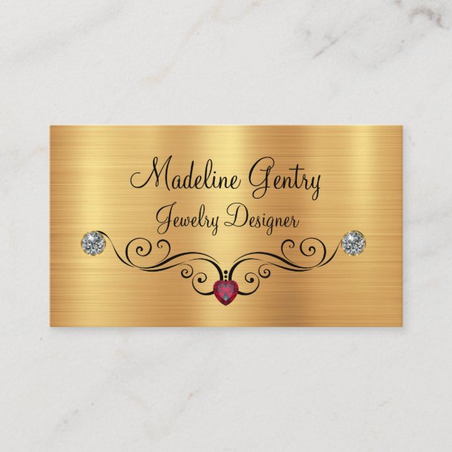 Classy Jewelry Designer Faux Jewels Business Card (Front)