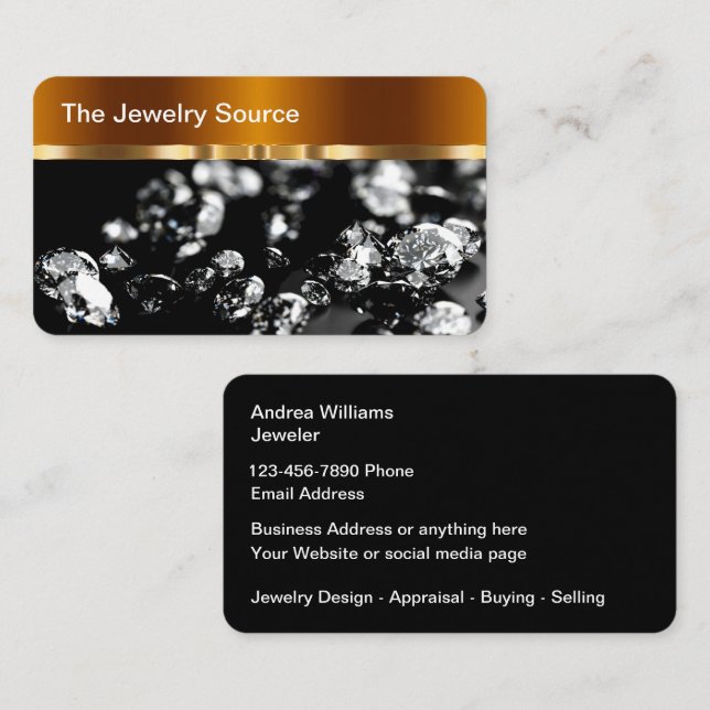 Classy Jewelry Designer Retail Store Business Card (Front/Back)