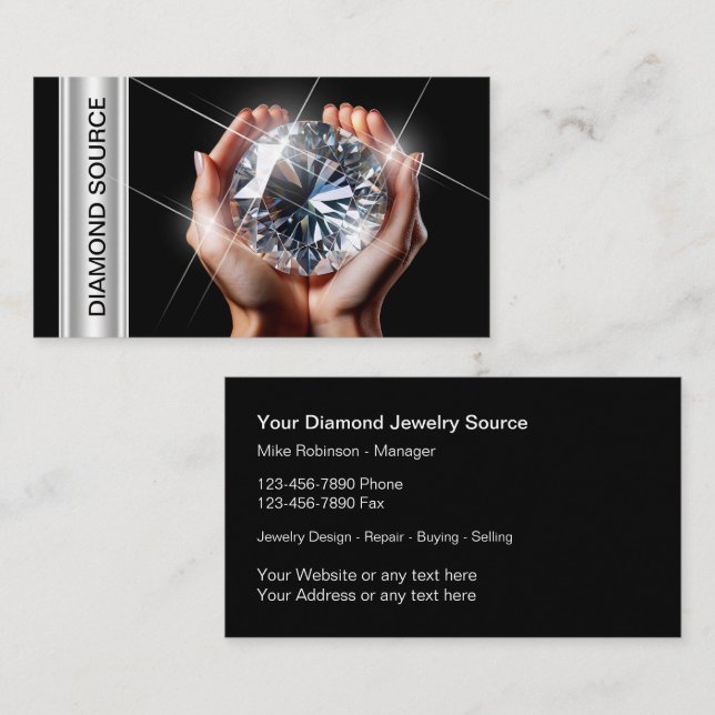 Classy Jewelry Diamond Jewels Dealer Business Card (Front/Back)