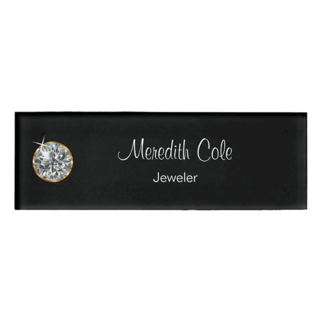 Classy Jewelry Store Jeweler Name Tag (Front)