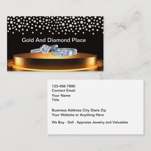 Classy Jewelry Theme Bling Business Cards (Front/Back)