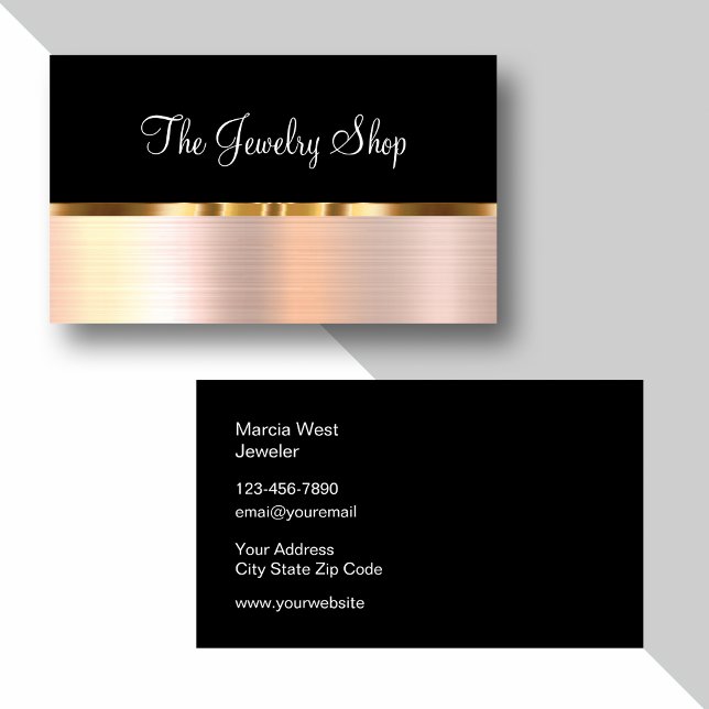 Classy Jewelry Theme Gold Tone Business Cards (Creator Uploaded)