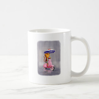 Classy Kitty Cat on pink scooter Coffee Mug