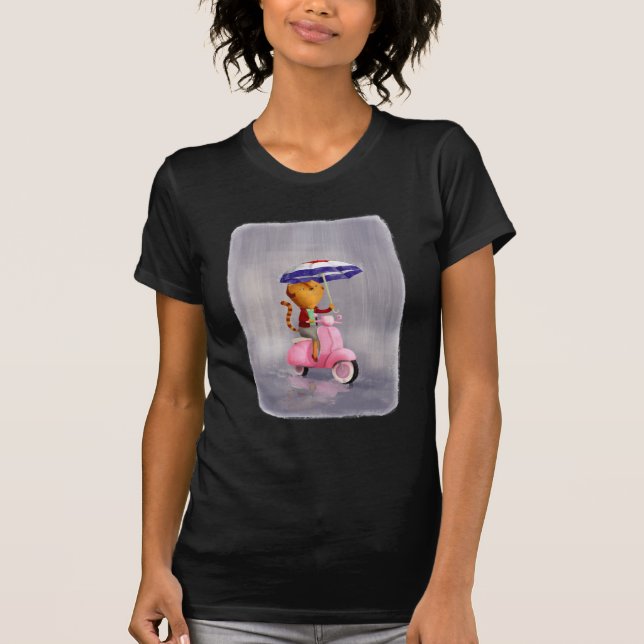 Classy Kitty Cat on pink scooter T-Shirt (Front)