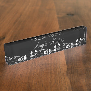 Classy Ladies Floral Monogram Executive Desk Name Plate
