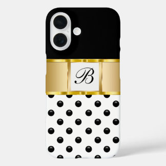 Classy Ladies Girls Monogram Bling iPhone 16 Case