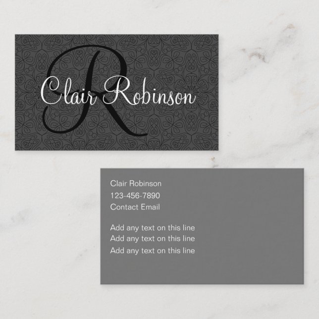 Classy Ladies Monogram Business Cards Design (Front/Back)