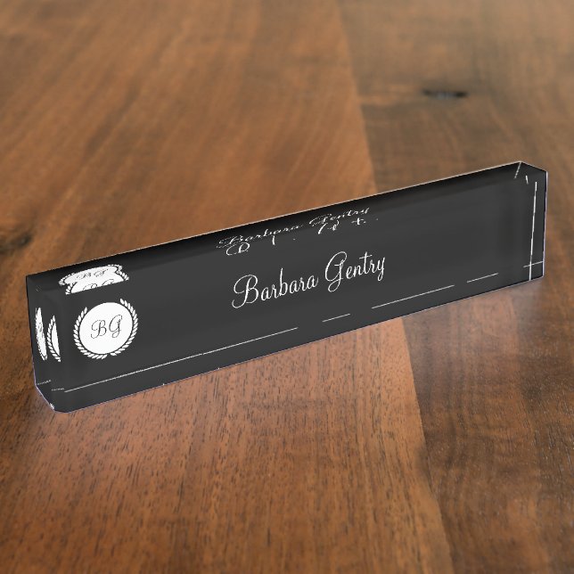 Classy Ladies Monogram Desk Plaques Desk Name Plate (Side)