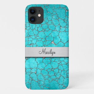Classy Ladies Monogram Turquoise Pattern iPhone 11 Case