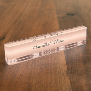Classy Ladies Rose Gold Tone Monogram Desk Plaques Name Plate