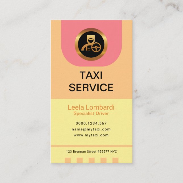 Classy Ladies' Taxi Chauffeur Driver's Pastels Business Card (Front)