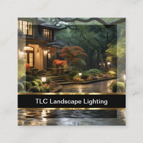 Classy Landscape Lighting Services Square Business Card