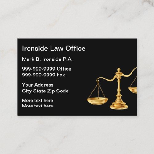 Classy Law Office Attorney Business Card