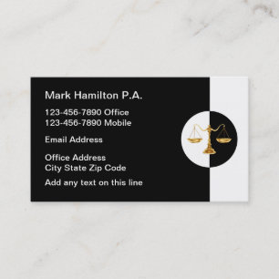 Classy Law Scale Attorney Business Cards