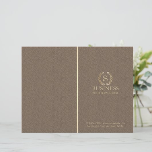 Classy Leather Gold Laurel Monogram Bi-fold (Standing Front)