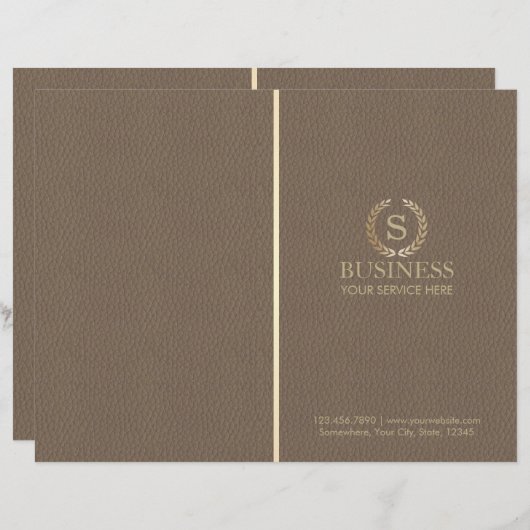 Classy Leather Gold Laurel Monogram Bi-fold (Front/Back)