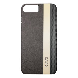 Classy Leather Gold Stripe Custom Name iPhone 8 Plus/7 Plus Case