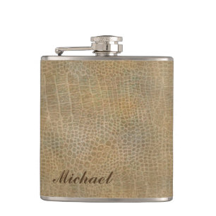 Classy leather look masculine  personalized No.1 Flask