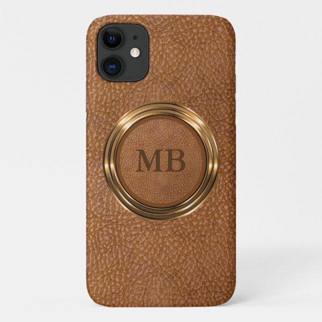 Classy Leather Look Monogram Style Case-Mate iPhone Case (Back)