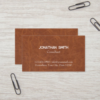 Classy Leather Texture Rustic Business Card